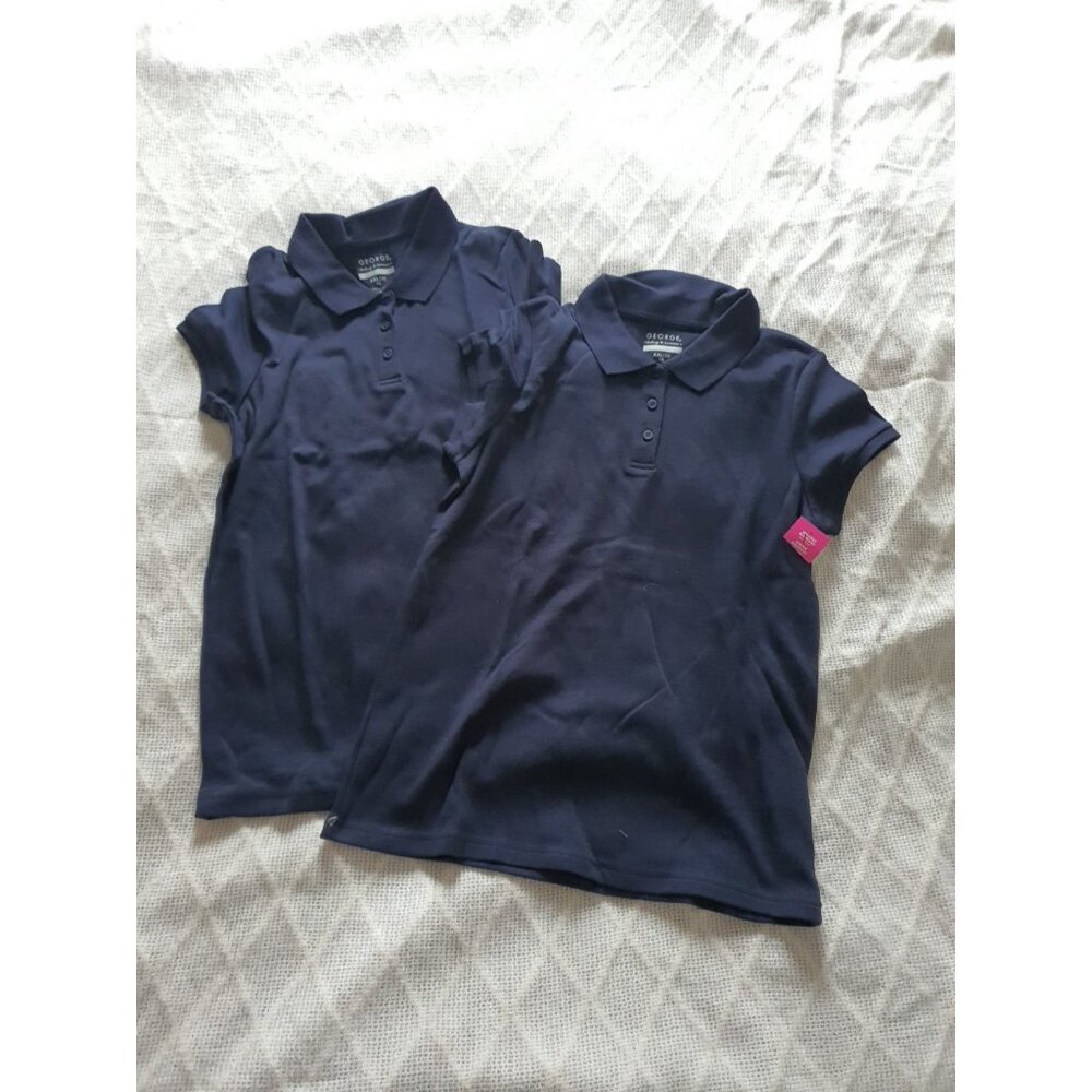 George Polo Shirts Lot 2‎ Sz 18 (2XL) Uniform Navy Shirt Juniors Top Blue School